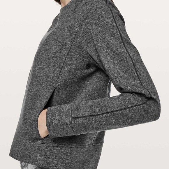 Lululemon On Track Crew Neck Sweatshirt, Size 6, Color Heathered Black - Picture 2 of 13